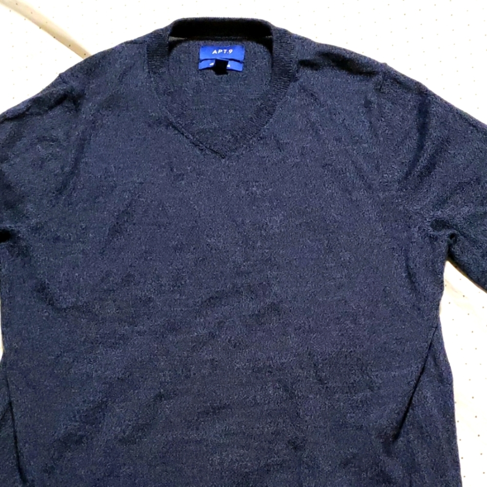Men's v neck wool sweater Apt 9 young men's long sleeve size s, dark blue